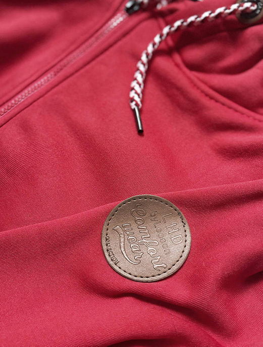 Czerwona wygodna casualowa bluza long długa z kapturem