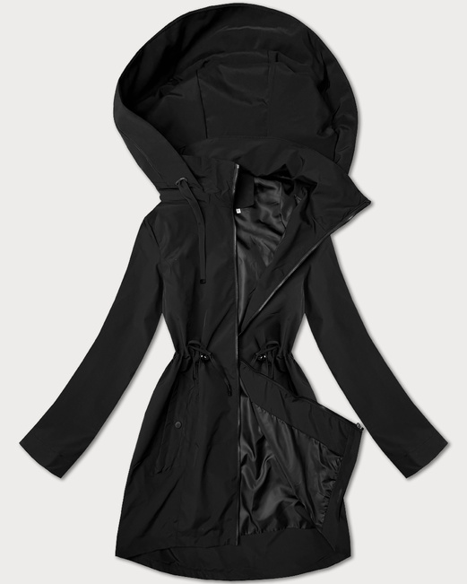 Czarny damski luźny pikowany płaszcz 