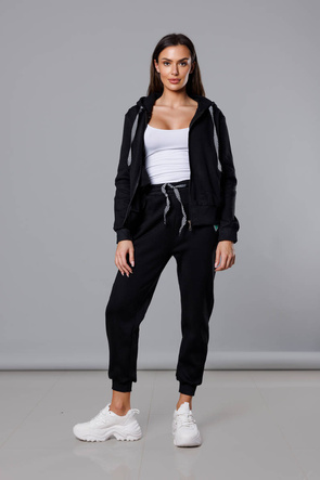 Czarny dres komplet fitness z kapturem