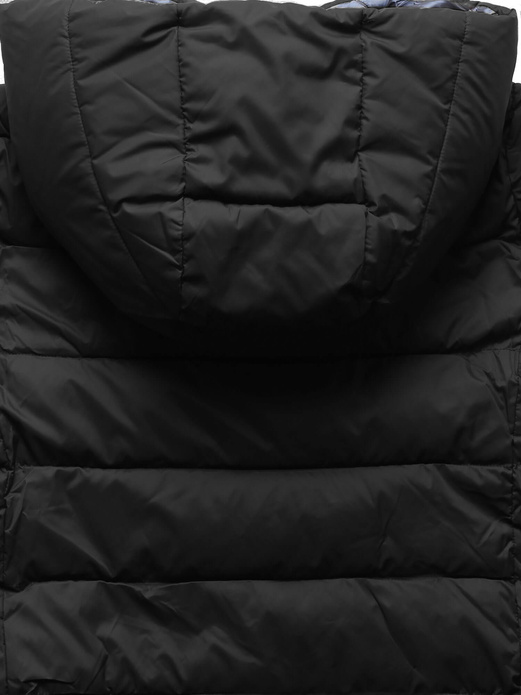 Czarna zimowa ciepła pikowana kurtka z metalicznym wnętrzem