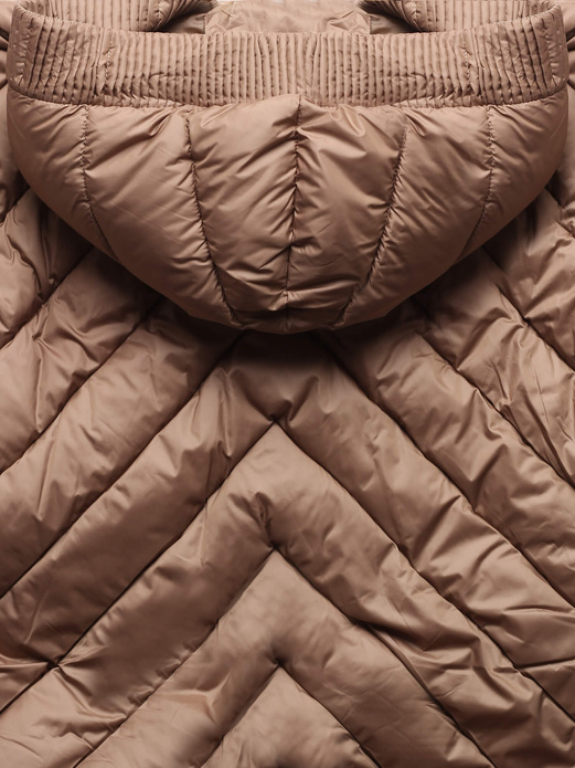 Brązowa damska zimowa kurtka pikowana nietoperz