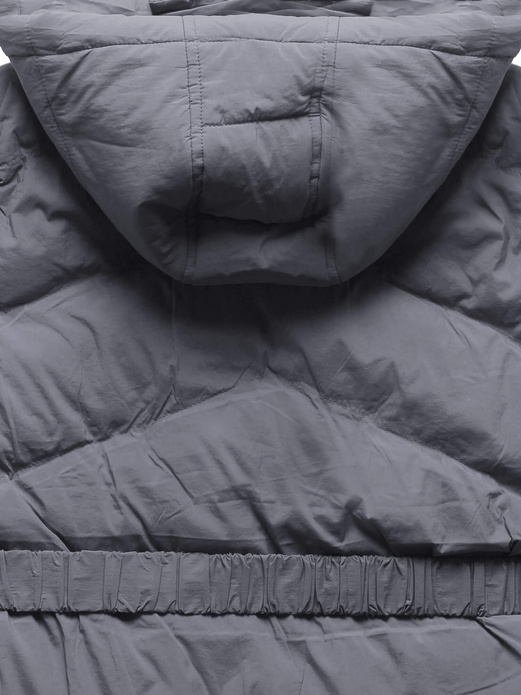 Grafitowa przejściowa kurtka damska z paskiem