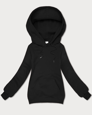 Czarna bluza dresowa damska kangurka z kapturem 