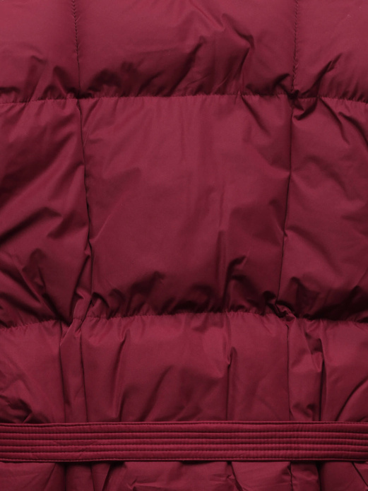 Bordowa damska zimowa kurtka z kapitalnym kołnierzem