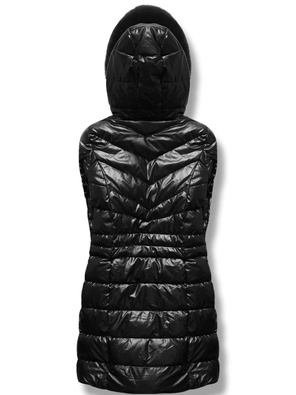 Czarna błyszcząca kurtka zimowa z kapturem