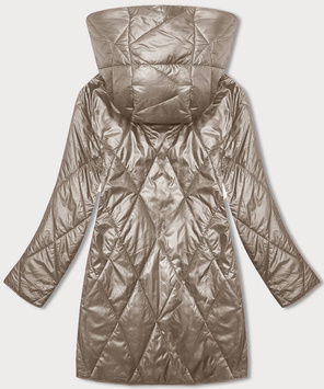 Bordowa przejściowa pikowana w karo kurtka damska z motywem kwiatowym plus size