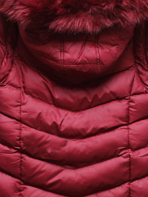 Bordowa zimowa pikowana damska kurtka