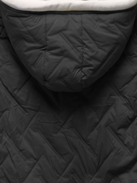 Czarna damska pikowana przejściowa kurtka dłuższa z tyłu