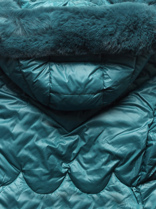 Morski zimowy damski fantastyczny płaszcz z kapturem