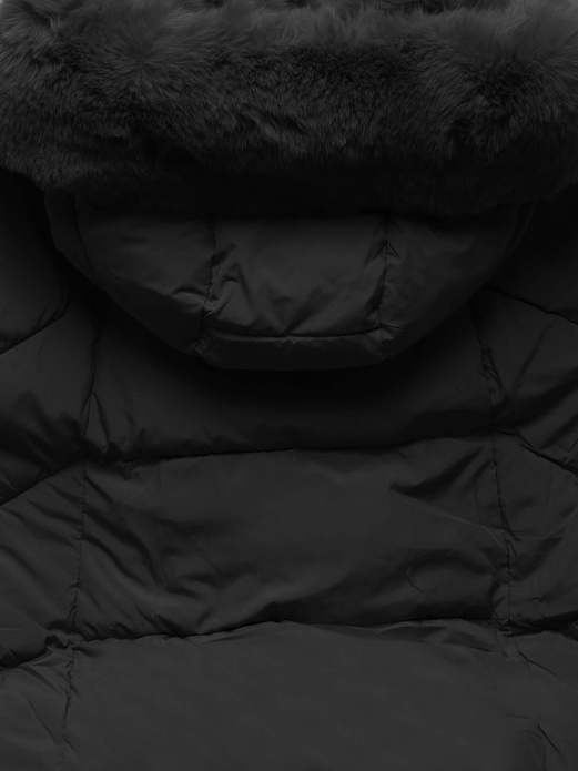 Czarna czadowa kurtka damska z kapturem puffer