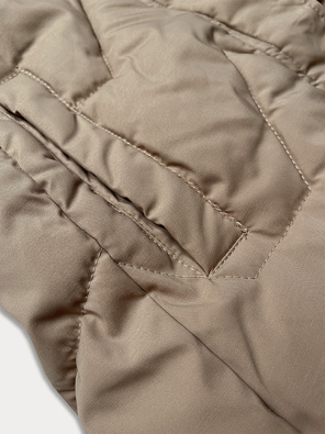 Beżowy bezrękawnik kamizelka damska z kapturem