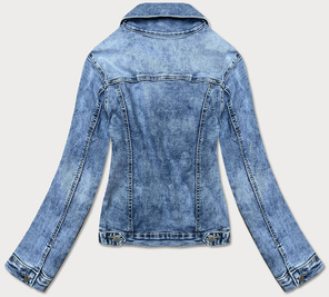 Damska kurtka jeansowa z kołnierzem niebieska (gd8631-k)