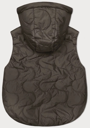 Khaki krótki bezrękawnik kamizelka z kapturem