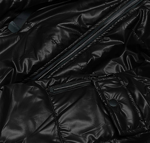 Czarna błyszcząca kurtka przejściowa na suwak