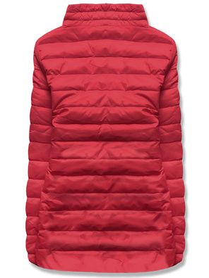 Czerwona lekka pikowana kurtka przejściowa ze stójką