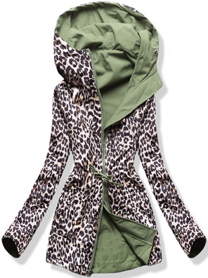 Dwustronna przejściowa kurtka damska parka panterka netmoda