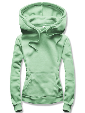 Pistacjowa damska bluza dresowa z kapturem kangurka