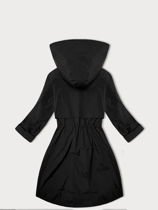 Czarny damski luźny pikowany płaszcz