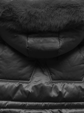 Czarna fenomenalna zimowa damska kurtka ze ściągaczem