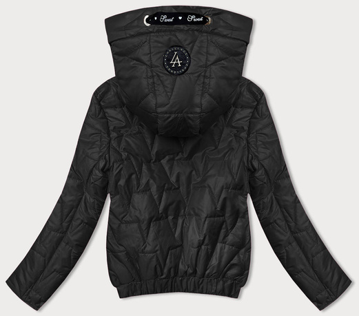 Czarna krótka przejściowa kurteczka z kapturem