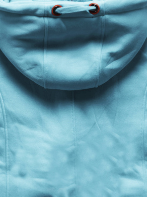 Błękitna ciepła długa bluza damska ze wstawką 