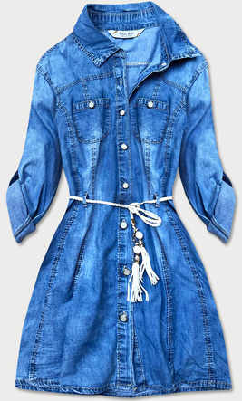 CIENKA KOSZULA JEANSOWA DAMSKA NIEBIESKA (GD1041)