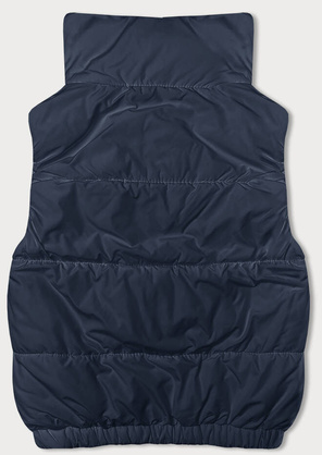 Granatowy bezrękawnik kamizelka ze stójką z zdobną podszewką
