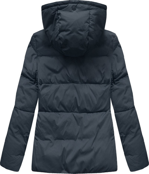 Granatowa zimowa ciepła damska kurtka z kapturem