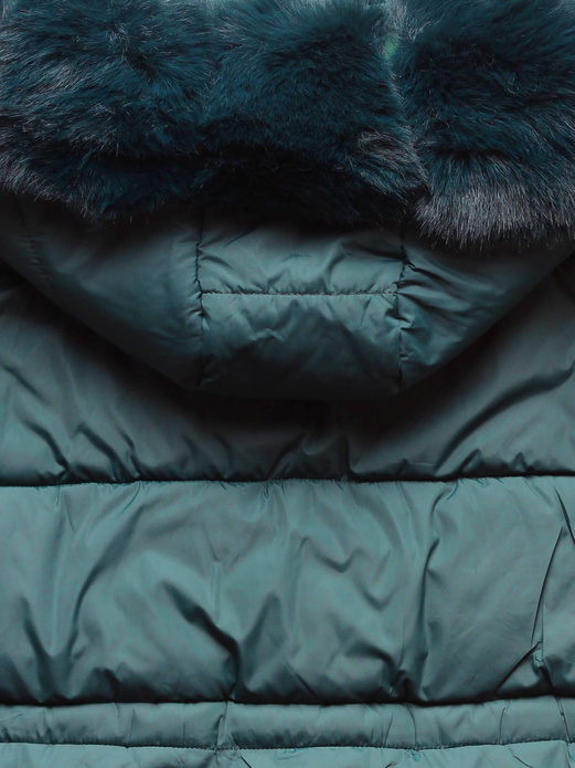 Zielona rewelacyjna damska zimowa kurtka z kapturem netmoda