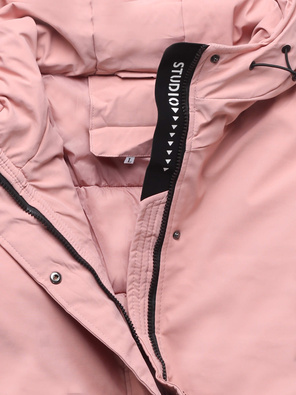 Różowa kapitalna kurtka damska z kapturem i stójką