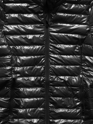 Czarna pikowana lekka damska kurtka z kapturem