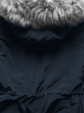 Granatowa zimowa ciepła parka na futerku 