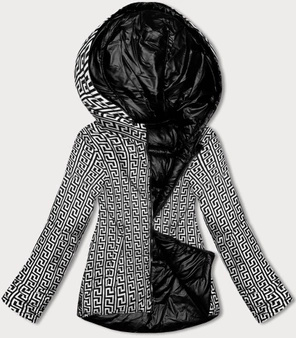 Czarna dwustronna lekka kurtka z kapturem azteckie wzory
