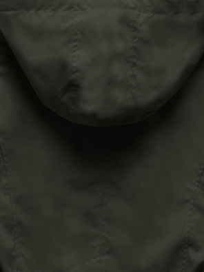 Zielono czarna damska przejściowa kurtka parka