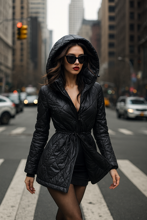 Czarna lekka kurtka damska z kapturem