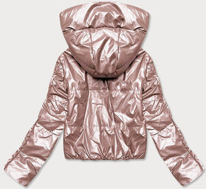 Perłowa błyszcząca kurtka przejściowa na suwak