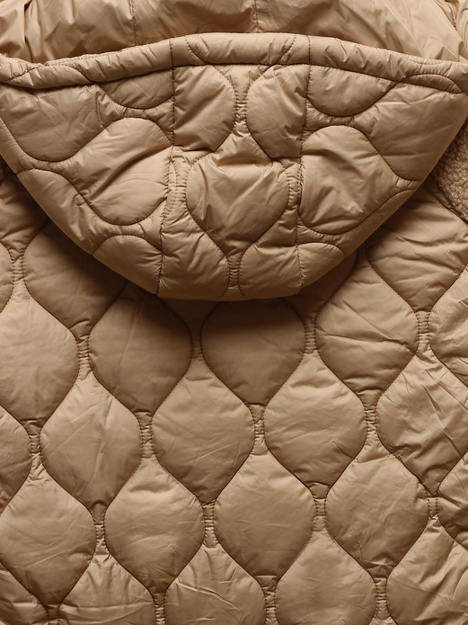 Beżowa długa fantastyczna damska kurtka baranek