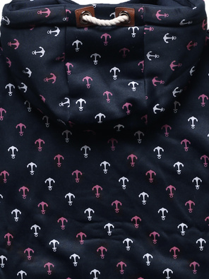 Granatowa damska rozpinana długa bluza w kotwice