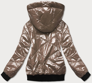 Beżowa krótka damska kurtka przejściowa za kapturem