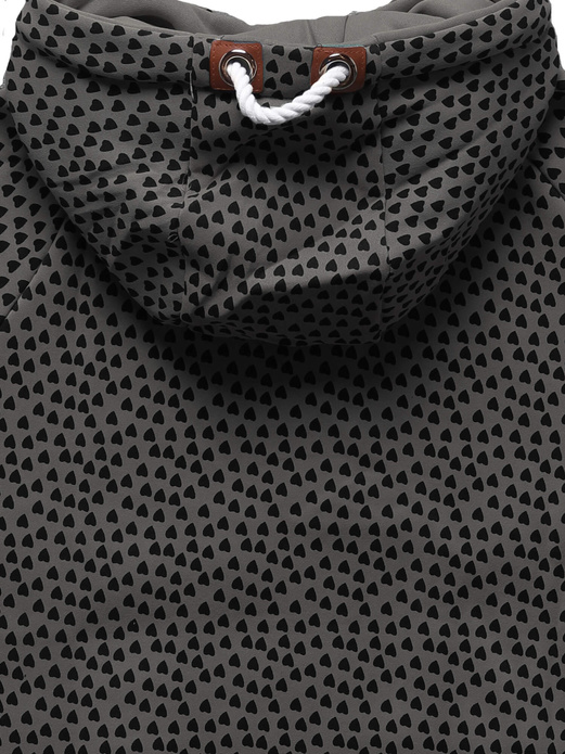 Grafitowa zapinana na suwak damska bluza z kapturem w serduszka