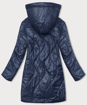 Granatowa dwukolorowa wyszczuplająca przejściowa genialnie pikowana kurtka plus size