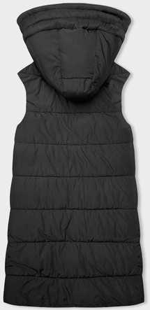 Czarny ecru damski długi pikowany bezrękawnik