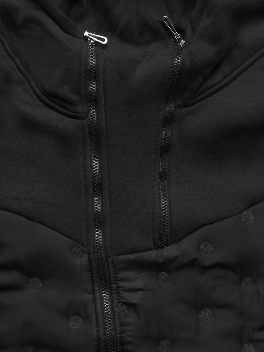 Czarna damska bluza ze stójką łączone materiały