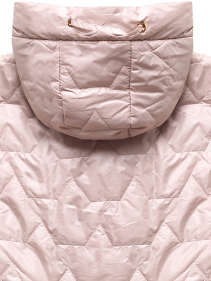 Perłowy róż damski bezrękawnik kamizelka z kapturem