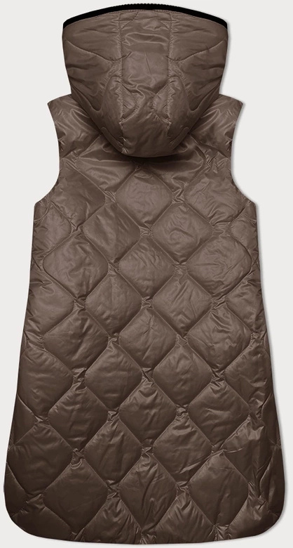 Ciemnobeżowy śliczny damski pikowany bezrękawnik kamizelka