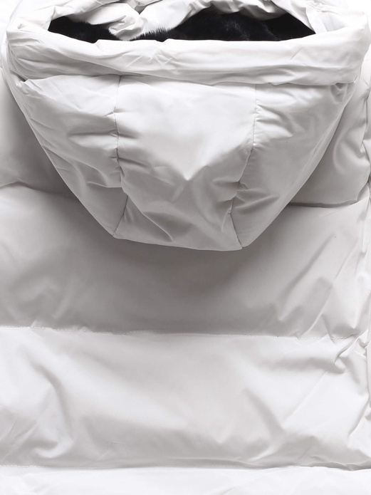 Biała zimowa kurtka damska płaszczyk na misiu z kapturem