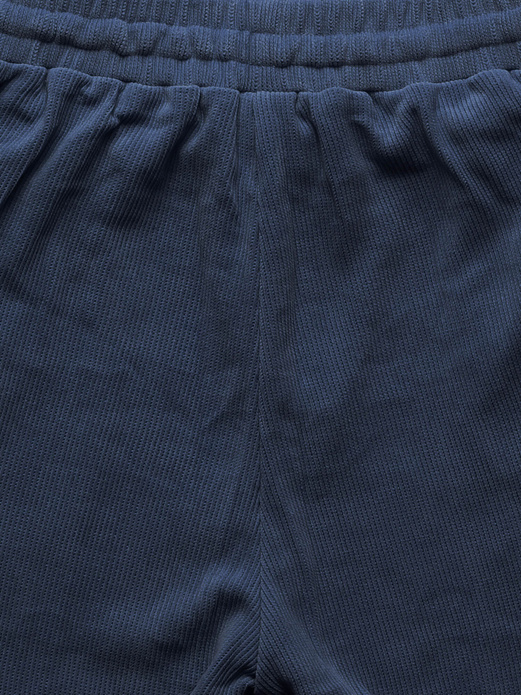 Granatowy prążkowany dres komplet z kapturem