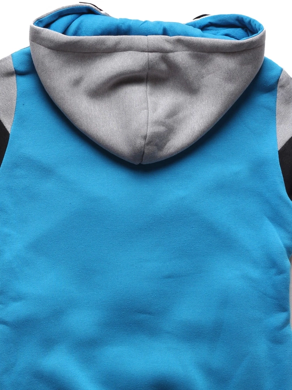 Niebiesko czarny kolorowy dres damski z kapturem komplet bluza na suwak + spodnie
