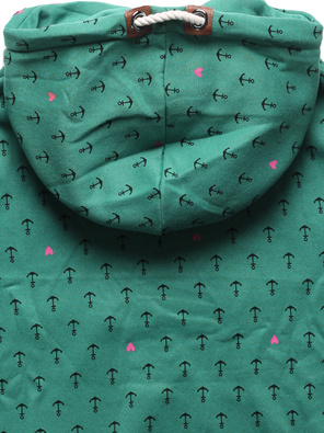 Zielona bluza damska z genialnym kołnierzem cała w kotwiczki