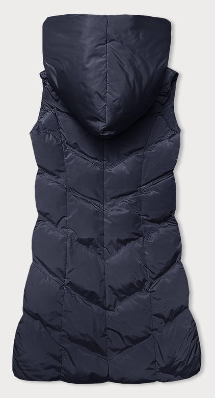Granatowy pikowany bezrękawnik kamizelka z kapturem